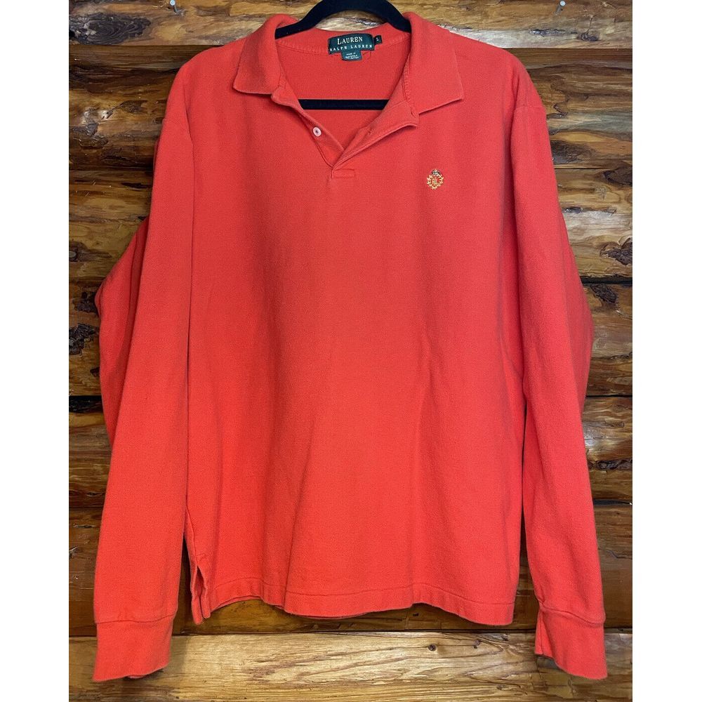 Ralph Lauren Tomatoe Red Polo Long Sleeve‎ Men's Large EUC